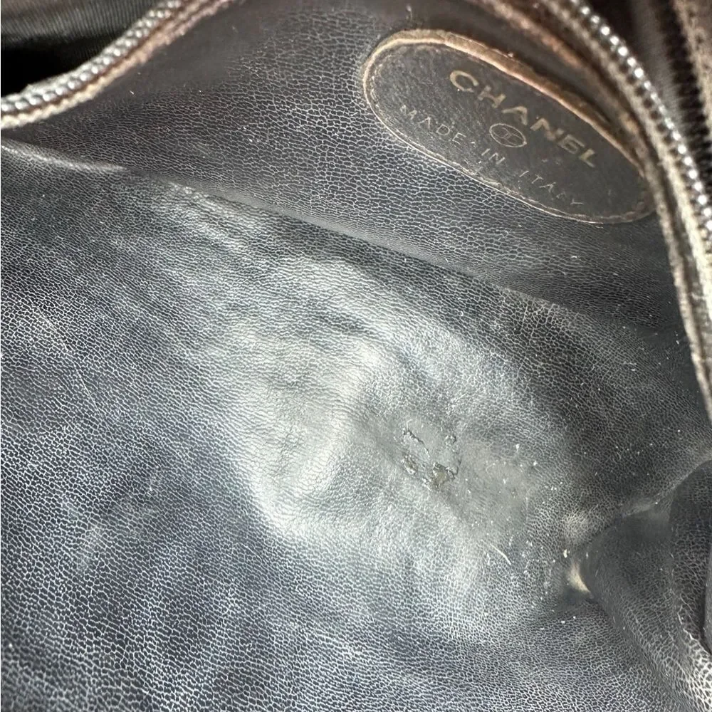 Chanel Black Pouch Bag with Iconic Logo added chain